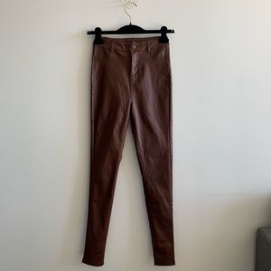 Fashion Nova Double Dare Faux Leather Pants - Camel